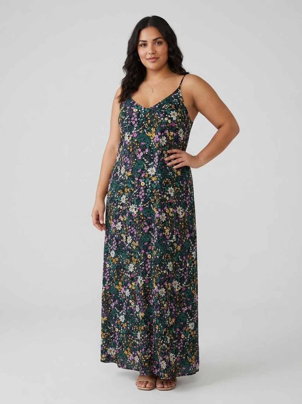 Old Navy Women XL Floral Maxidress V-Neck Cottagecore Boho Vacations